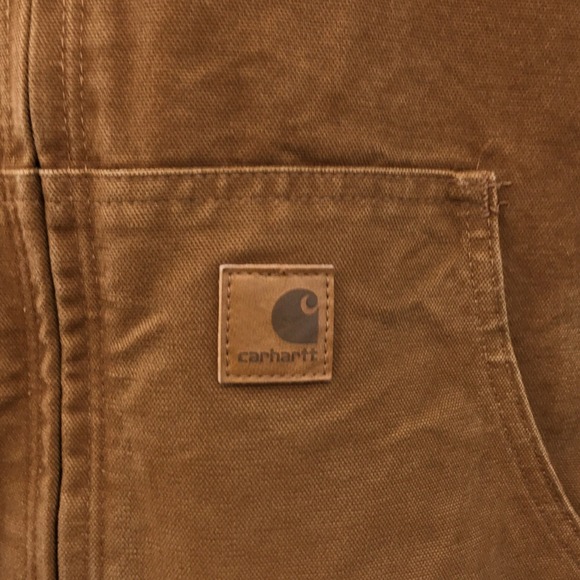 Carhartt J130 Y2K Washed Duck Insulated Hooded Jacket Brown Men's X-Large Tall - Picture 2 of 7